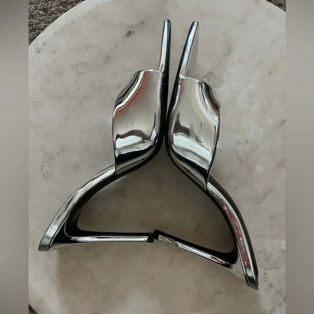 😎 Black Suede Studio Brea 100 heels mirrored silver - Picture 8 of 13